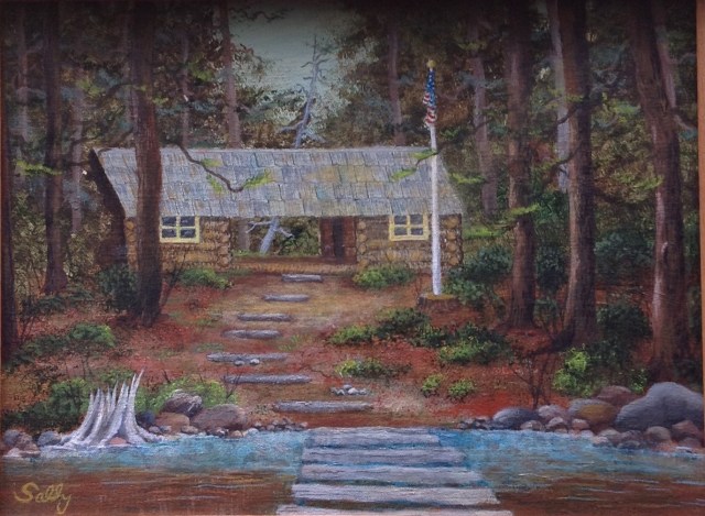 Painting of Lost Lake cabin by Aunt Sally
